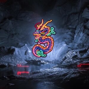 Feng Shui Energy Stickers, Chinese Lucky Dragon Neon Flat Stickers